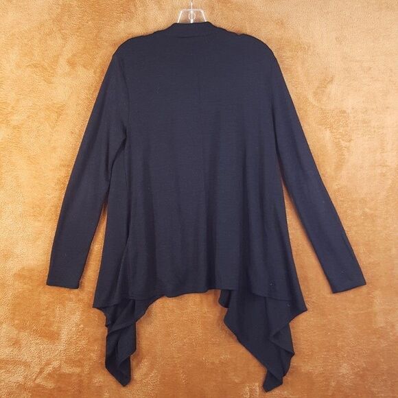 BANANA REPUBLIC Sweater Womens Small Black Cardigan Draped Cascading Open Knit - Picture 5 of 6